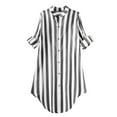 thumbnail image 2 of MRULIC t shirts for women Women's Plus Size Stripe Pocket Loose Blouse Casual Button Long Sleeve Shirt Top Womens t shirts Black + 4XL, 2 of 3