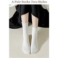 thumbnail image 3 of LEZMORE Women's Ruffle Socks, 6Pairs Cute Frilly Ankle Turn-Cuff Casual Socks, Frilly Edged, Knit Cotton Lettuce Crew Sock, 3 of 9