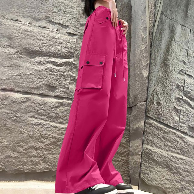 Jienlioq Fall Savings Clearance Sales 2024 Wome Button Pocket Drawstring Solid Color High Waisted Wide Legs Overalls Full Length Pants