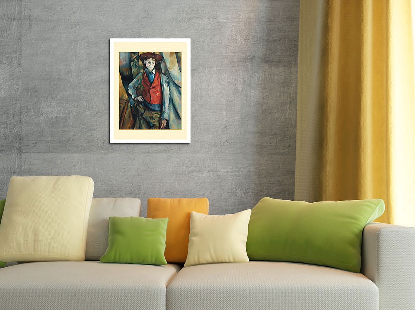 Boy in a Red Vest (Le Garçon au Gilet Rouge) - From an Original Color Painting by Paul Cézanne c.1888 - Fine Art Matte Paper Print (Unframed) 30x44in