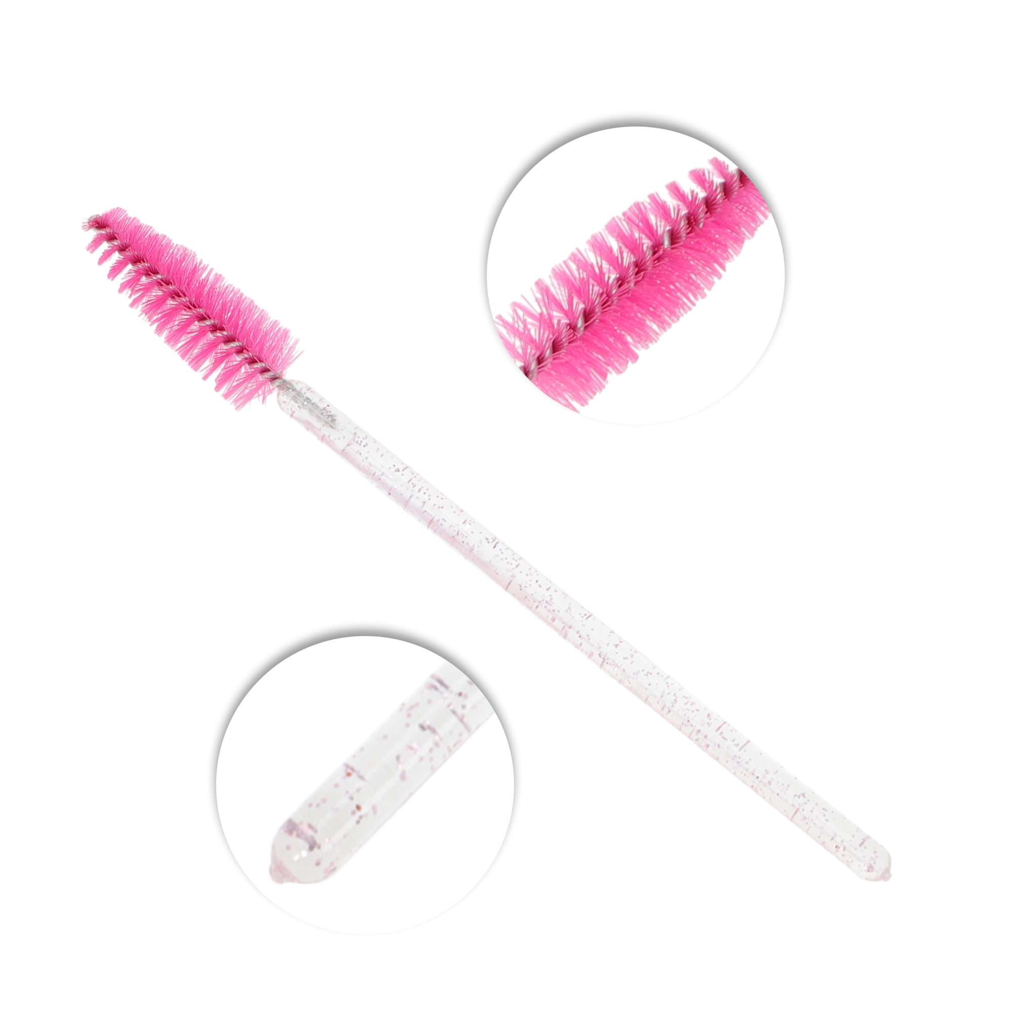 Unique Bargains 100 Pcs Portable Eyelash Brush with Protective Case for Vacation Rose Pink