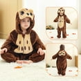 thumbnail image 2 of CYRBOKO Baby Boys Girls Fleece Pajamas One-pieces, Thermal Zip Up Long Sleeve Fall Unisex One-Piece Bodysuits Brown Size 25-30 Months, 2 of 9