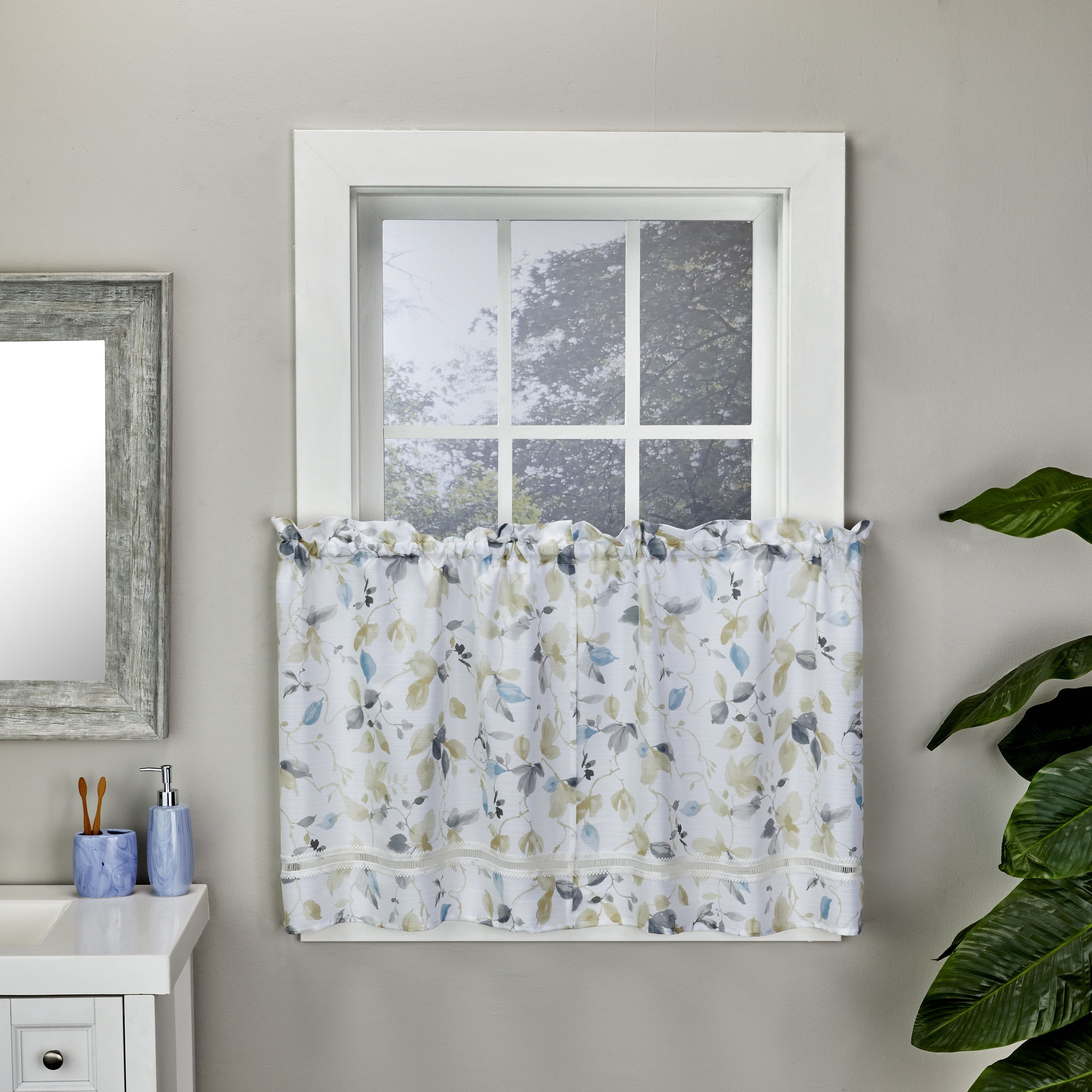 SKL Home Bodega Bay Window Tiers, Rod Pocket Light Filtering , 56 in x 36 in, 2 Panels