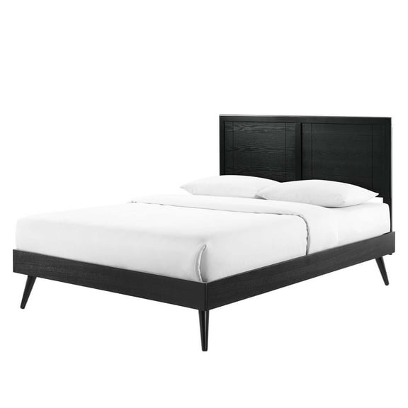 Platform Bed Frame, Twin Size, Wood, Black, Modern Contemporary Urban Design, Bedroom Master Guest Suite