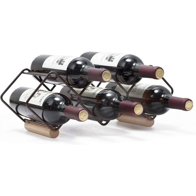 Estante para vinos apilable, diseño de almacenamiento versátil para la decoración del hogar, almacena hasta cinco botellas estándar, diseño moderno y único para la decoración de la cocina, la