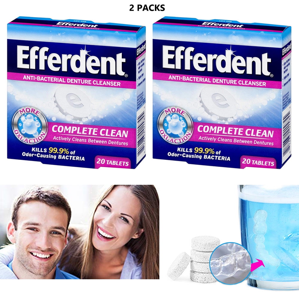 40 tablets Efferdent Denture Cleanser Antibacterial Whitening Cleansing