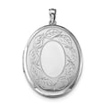 thumbnail image 1 of Sterling Silver Rhodium-plated Leaves Border 34mm Oval Locket, 1 of 3