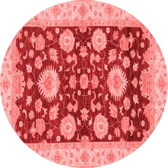 Ahgly Company Machine Washable Indoor Round Oriental Red Traditional Area Rugs, 3' Round