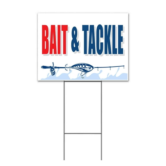 Bait & Tackle (18" x 24") Yard Sign, Includes Metal Step Stake
