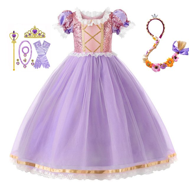 Peluca de Rapunzel y vestido de princesa para niña, ropa de Halloween ix y Dam, conjunto de disfraces de Cosplay más ricos, traje de cumpleaños, alta calidad zhangyuxiang unisex
