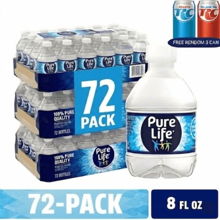 PURE LIFE Purified Bottled Water, 8 fl oz Mini Water Bottles, 72 Pack
