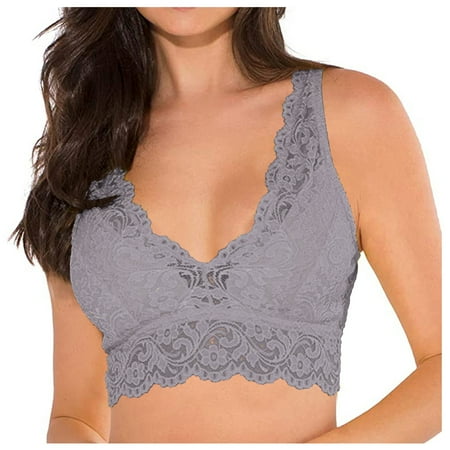 YOTMKGDO Bras  Deep Bra Cami Women Wirefree Lace Yoga Comfort Bra V Womens Lingerie Bralette Tops with Garter Bra  1 Piece Gray 3XL