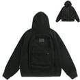 thumbnail image 2 of Dwelliawo Backpack Hoodie for Women Men Lightweight Creative Sweatshirts Cardigan Travel Sweatshirts with Bag Black 2XL, 2 of 4