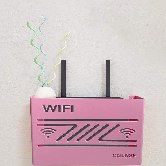 Estante de Almacenamiento de Enrutador Macarena Estuche de Gestión de Cables Montado en La Pared Rosado