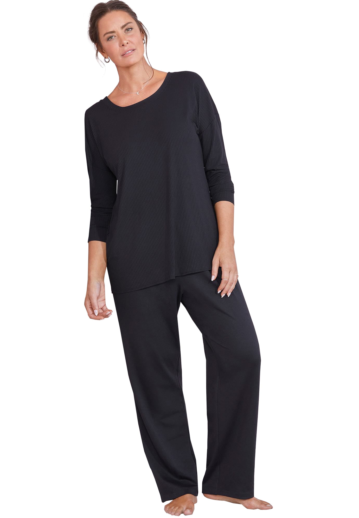 Duplikering digital Trickle Swimsuits for All Women's Plus Size Zoey Ribbed Long Sleeve Shirt - 22/24,  Black - Walmart.com