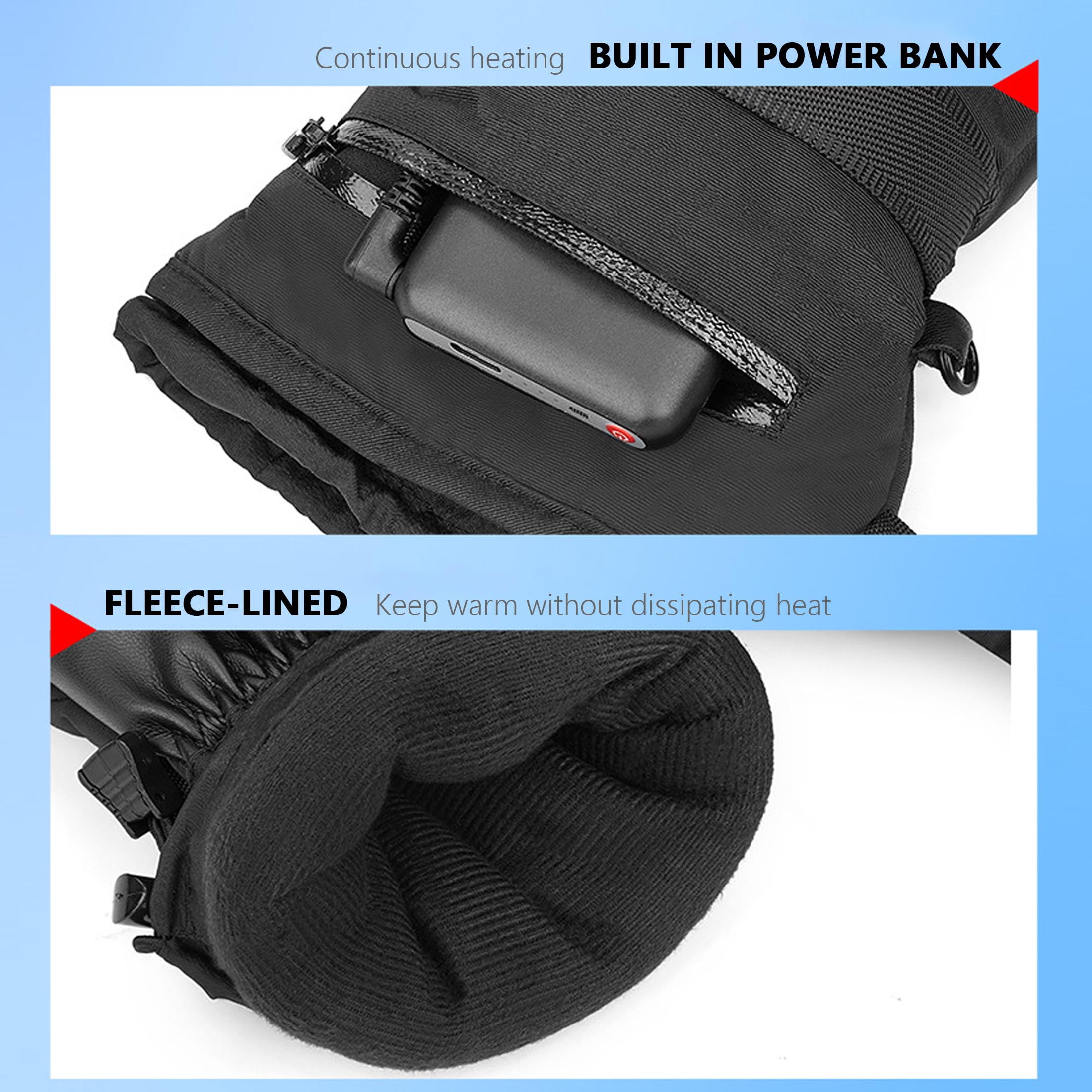 Unisex Heated Motorcycle Gloves, Waterproof Windproof Touchscreen, 6000mAh Battery