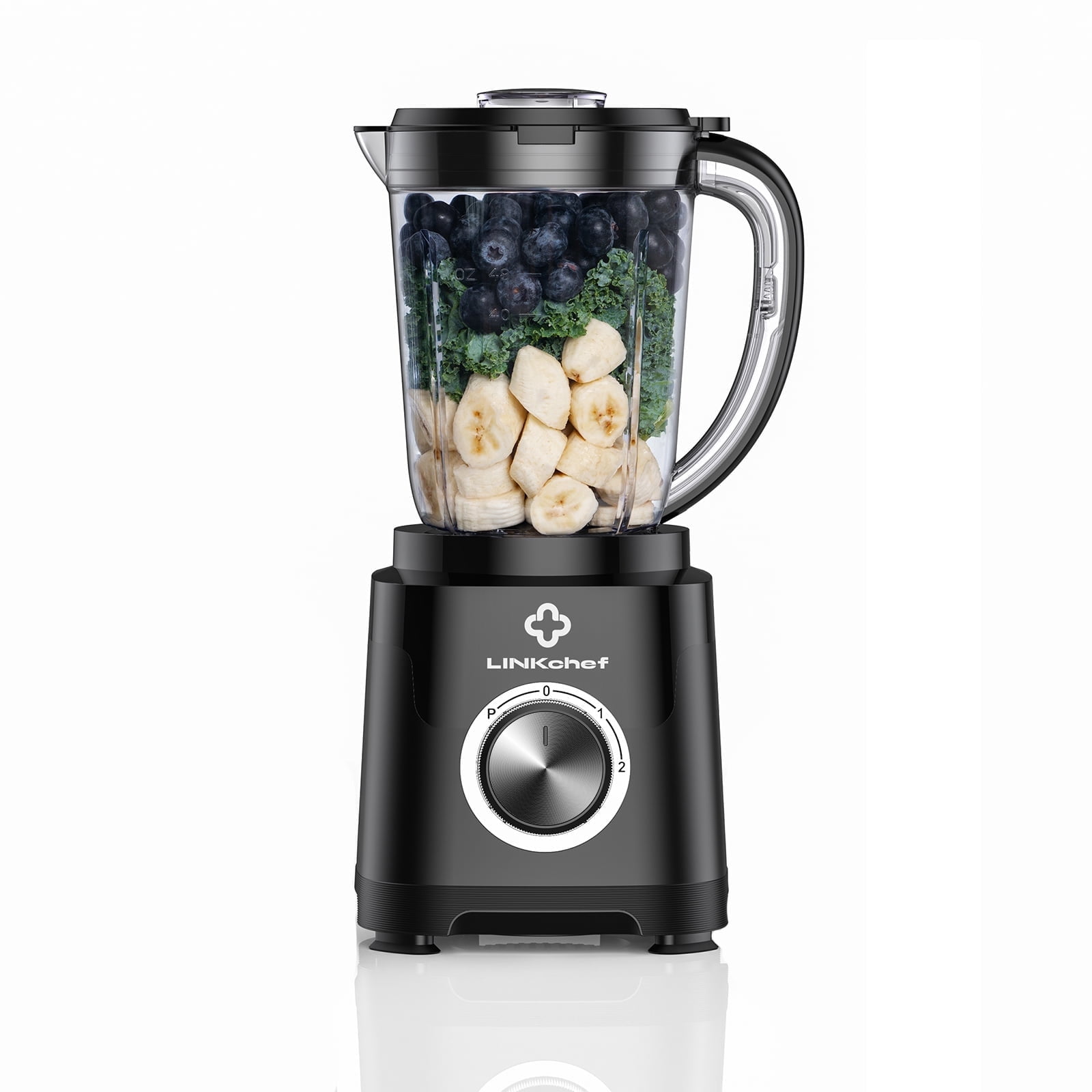 LINKChef Countertop Blender, 450W Blender for Smoothies and Shakes, 57 oz Jar, 2 Speeds with Pulse, Black