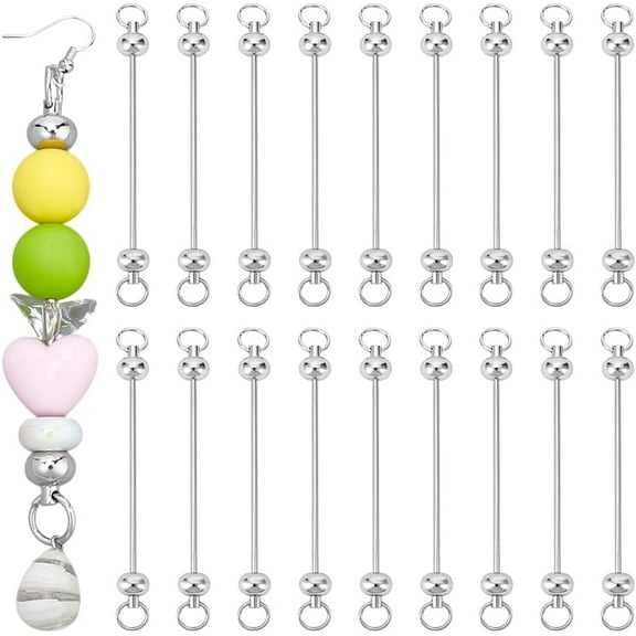 30pcs Beadable Keychain Bars Blank Keychain for DIY Beads Bead Key Chain Bars Link Metal Beaded Keychains Making Supplies for DIY DIY Earrings Crafts Pendants Gifts Platinum