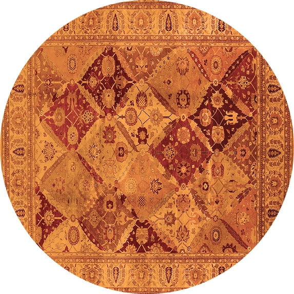 Ahgly Company Indoor Round Oriental Orange Industrial Area Rugs, 7' Round
