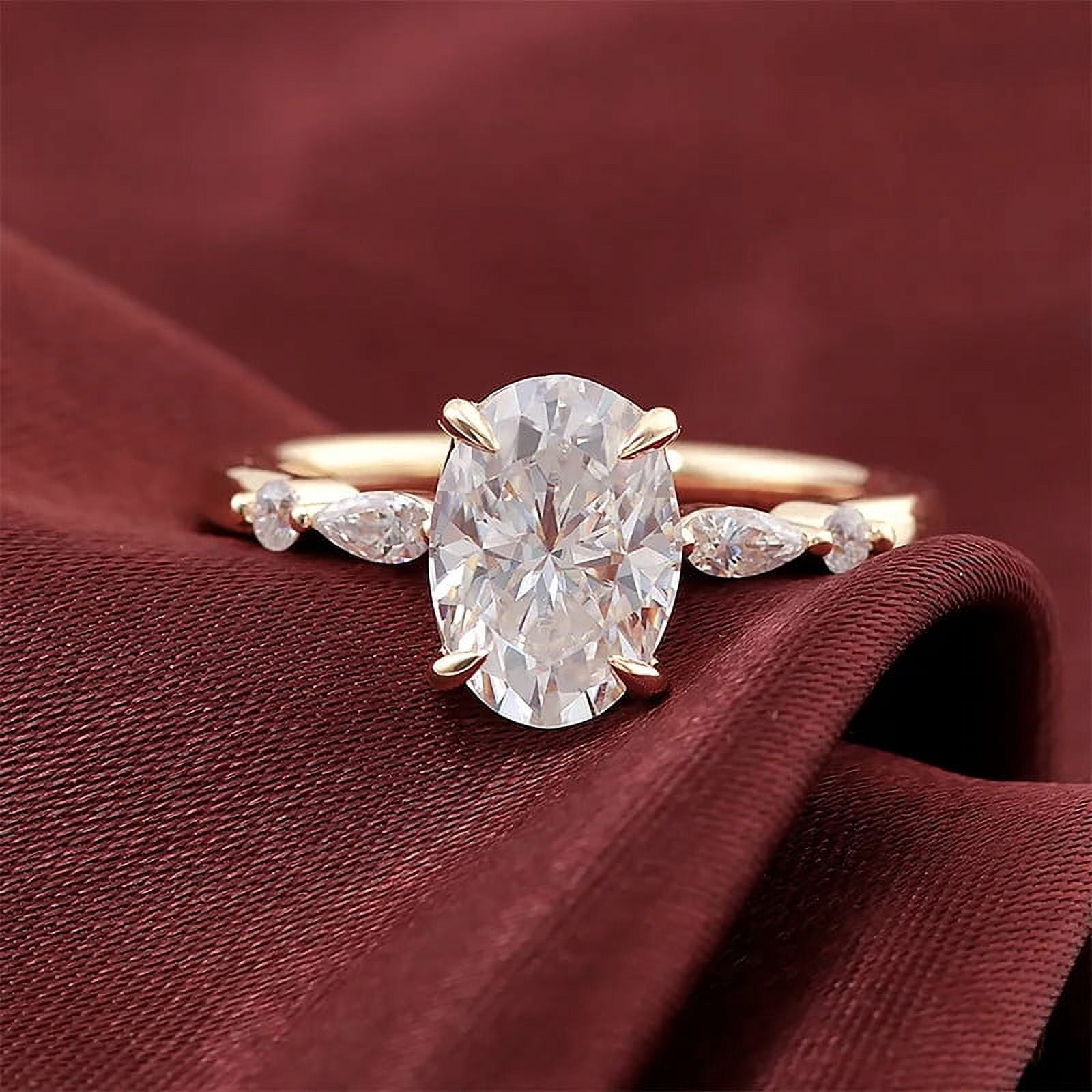Cora Jewellery 1.5TCW Dainty Oval Moissanite Engagement Ring For Women, 14K Yellow Gold