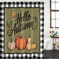 thumbnail image 2 of Fall Pumpkins Maple Shower Curtain, Waterproof Shower Curtains for Bathroom, Thanksgiving Autumn Farmhouse Check Washable Fabric Bathtub Curtain Set Bath Decor with 12 Hooks 72"x78", 2 of 8