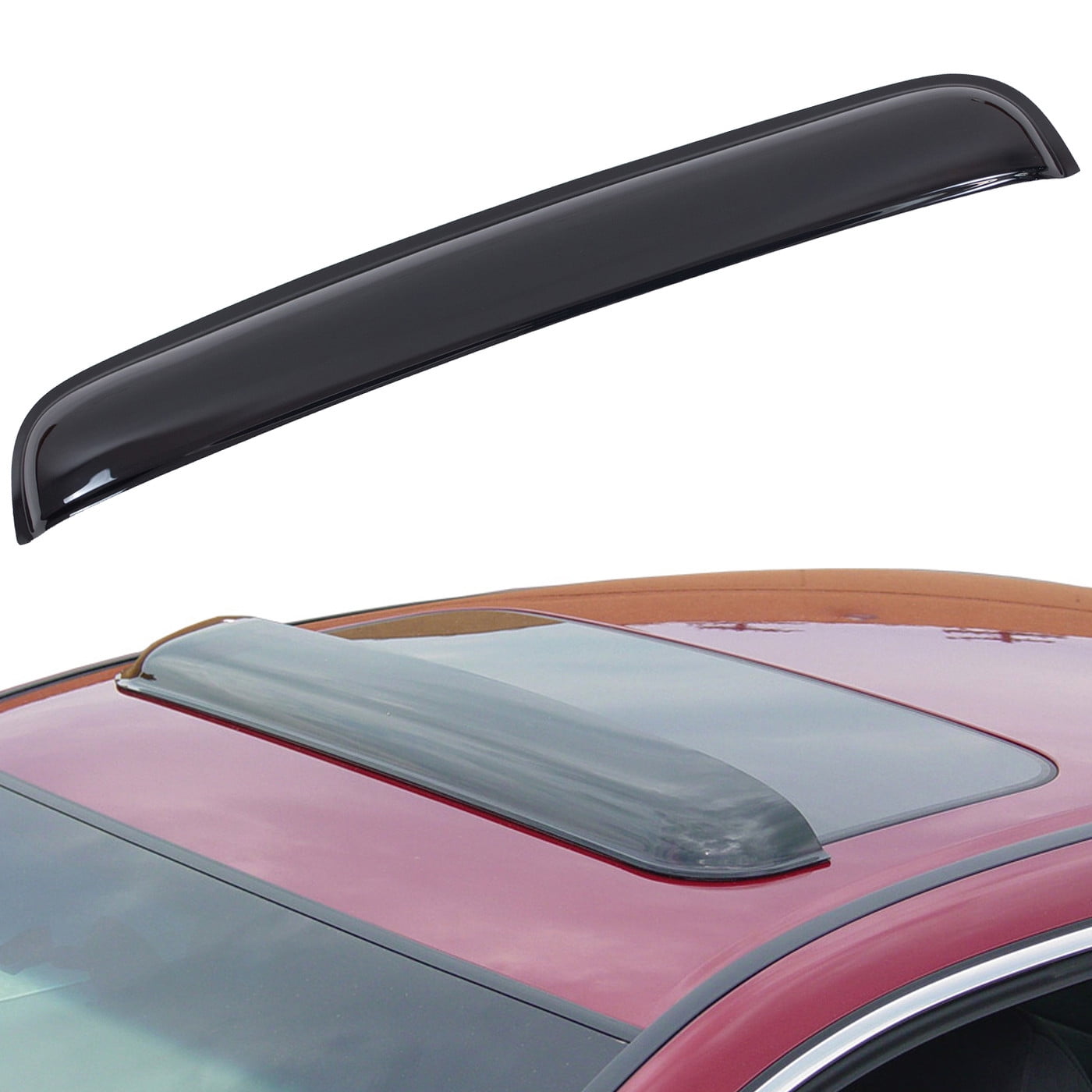 38" Wide Universal Sun Roof Visor Wind Deflector, Dark Smoke Tint Tape