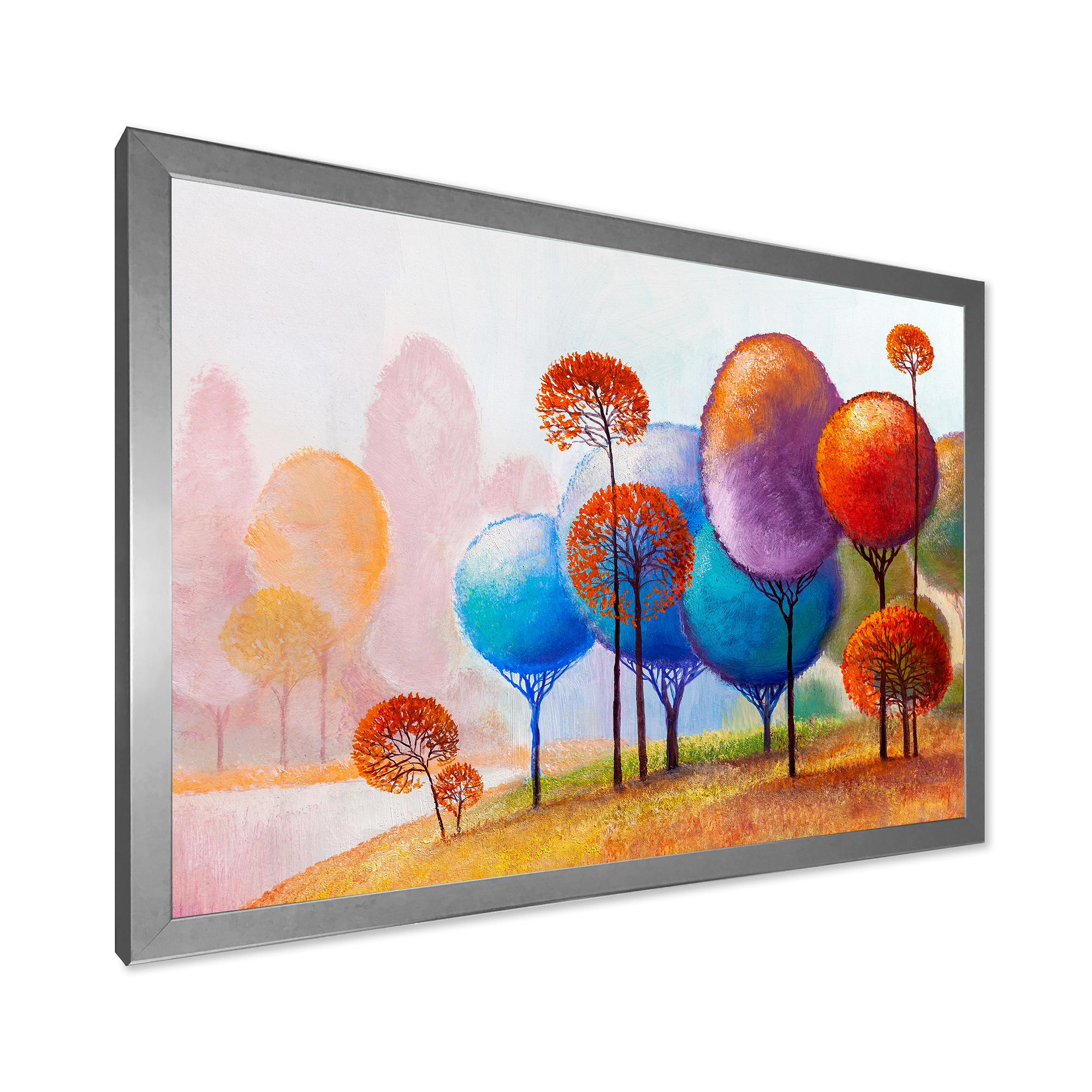 Designart 'Colourful Trees Abtract Impression III' Traditional Framed Art Print