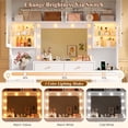 thumbnail image 3 of ChVans 61.4" Large Vanity Desk with Mirror and Lights, Makeup Vanity Table with Charging Station & Glass Top, 3-Color LED Bulbs & RGB Ambient Lighting, 8 Drawers & Storage Cabinets, 3 of 9