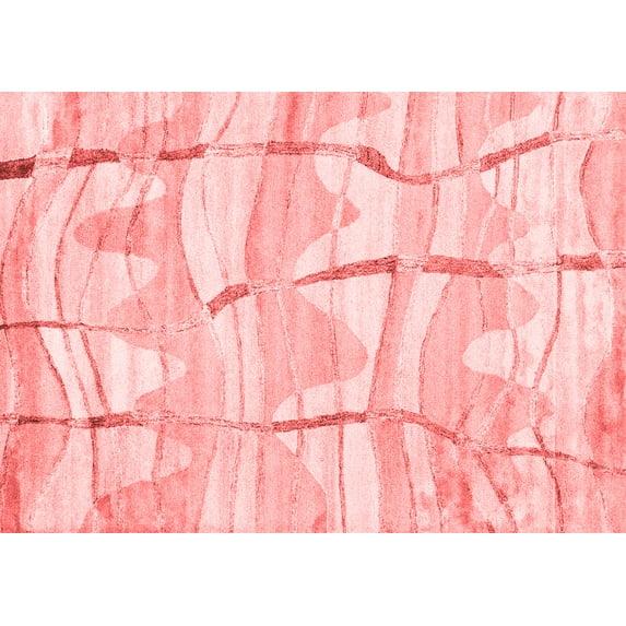 Ahgly Company Indoor Rectangle Abstract Red Contemporary Area Rugs, 3' x 5'