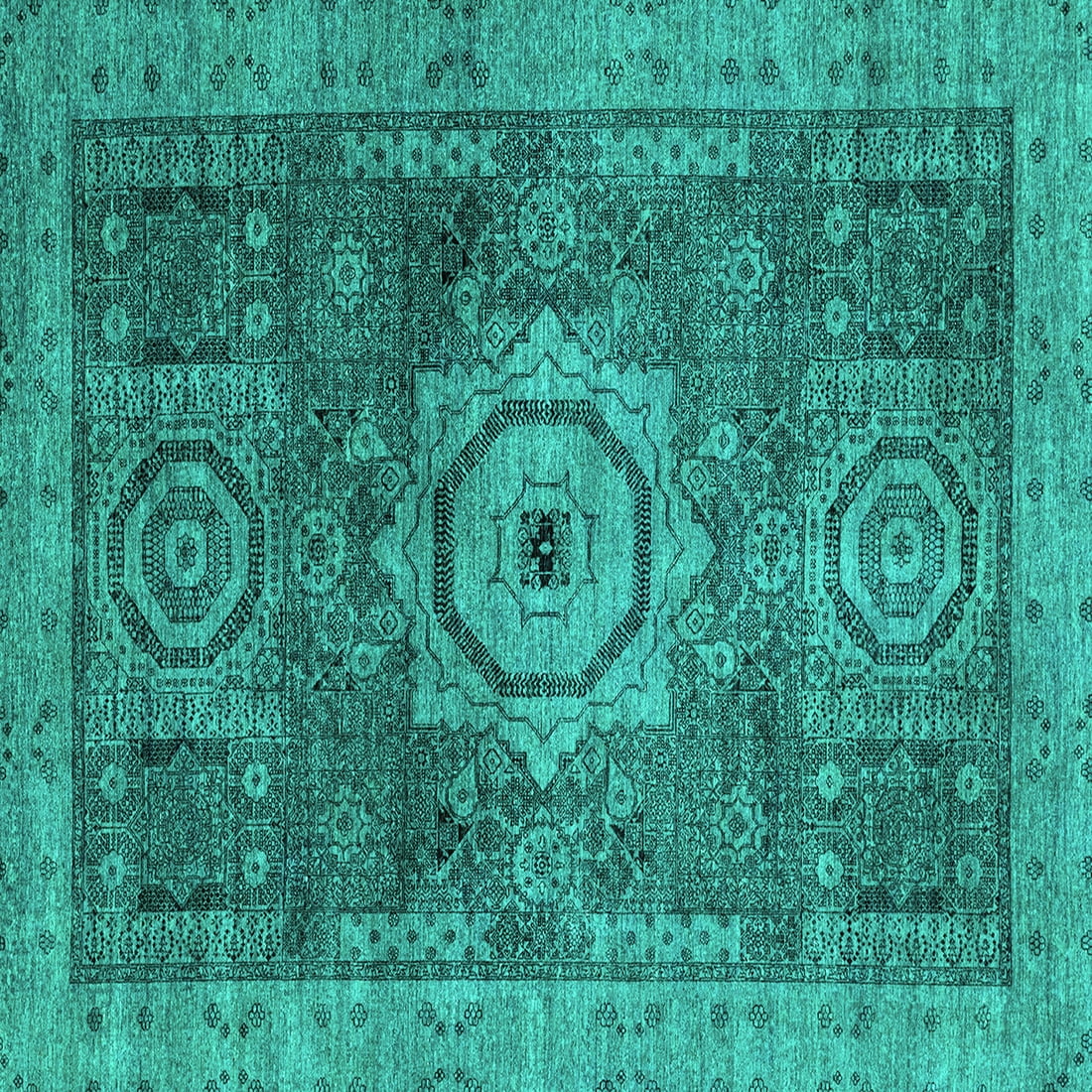 Ahgly Company Indoor Square Abstract Turquoise Blue Modern Area Rugs, 7 ...