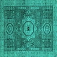 thumbnail image 1 of Ahgly Company Machine Washable Indoor Square Abstract Turquoise Blue Modern Area Rugs, 3' Square, 1 of 4