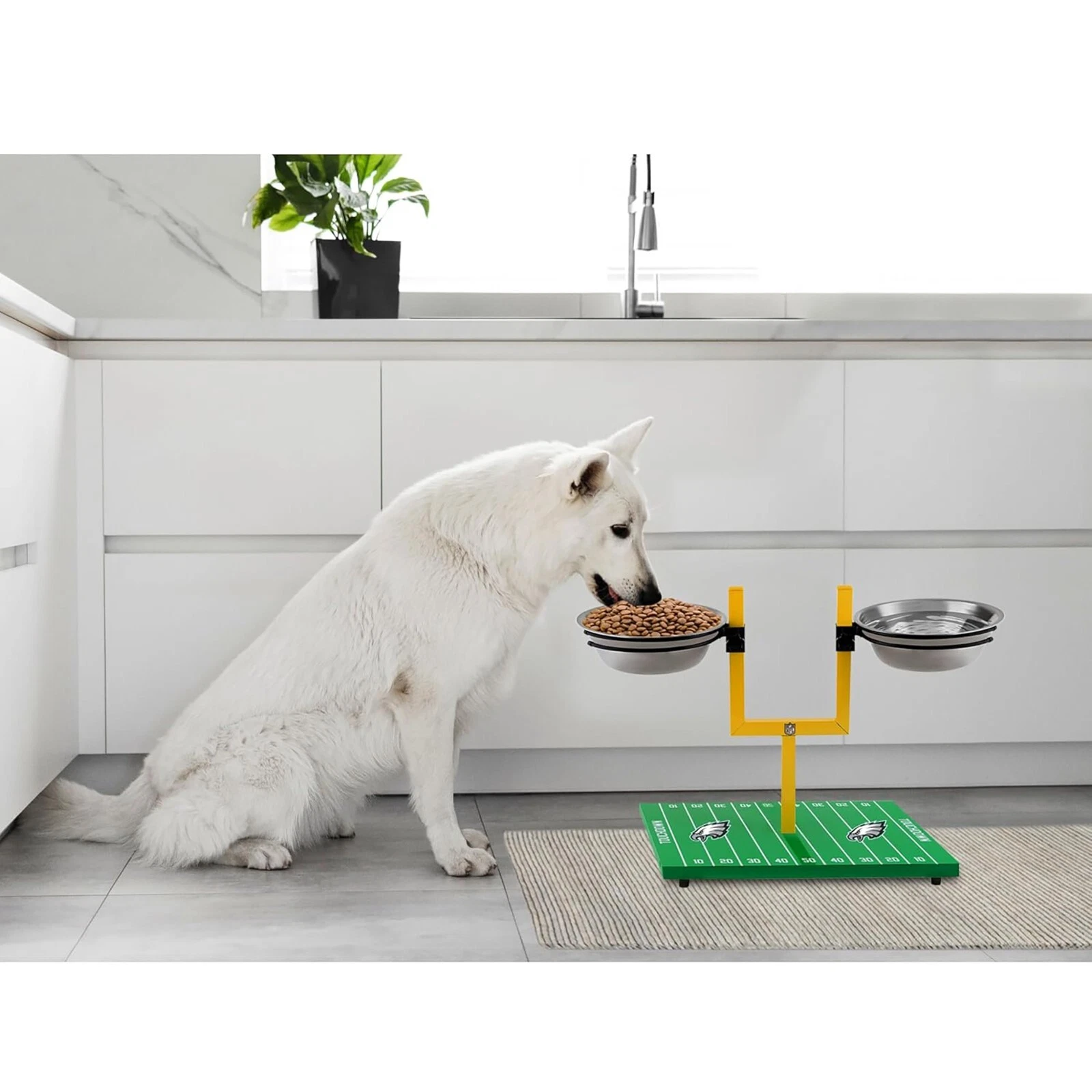 Pets First NFL Goalpost Elevated Dog Feeder Stainless Steel & Adjustable