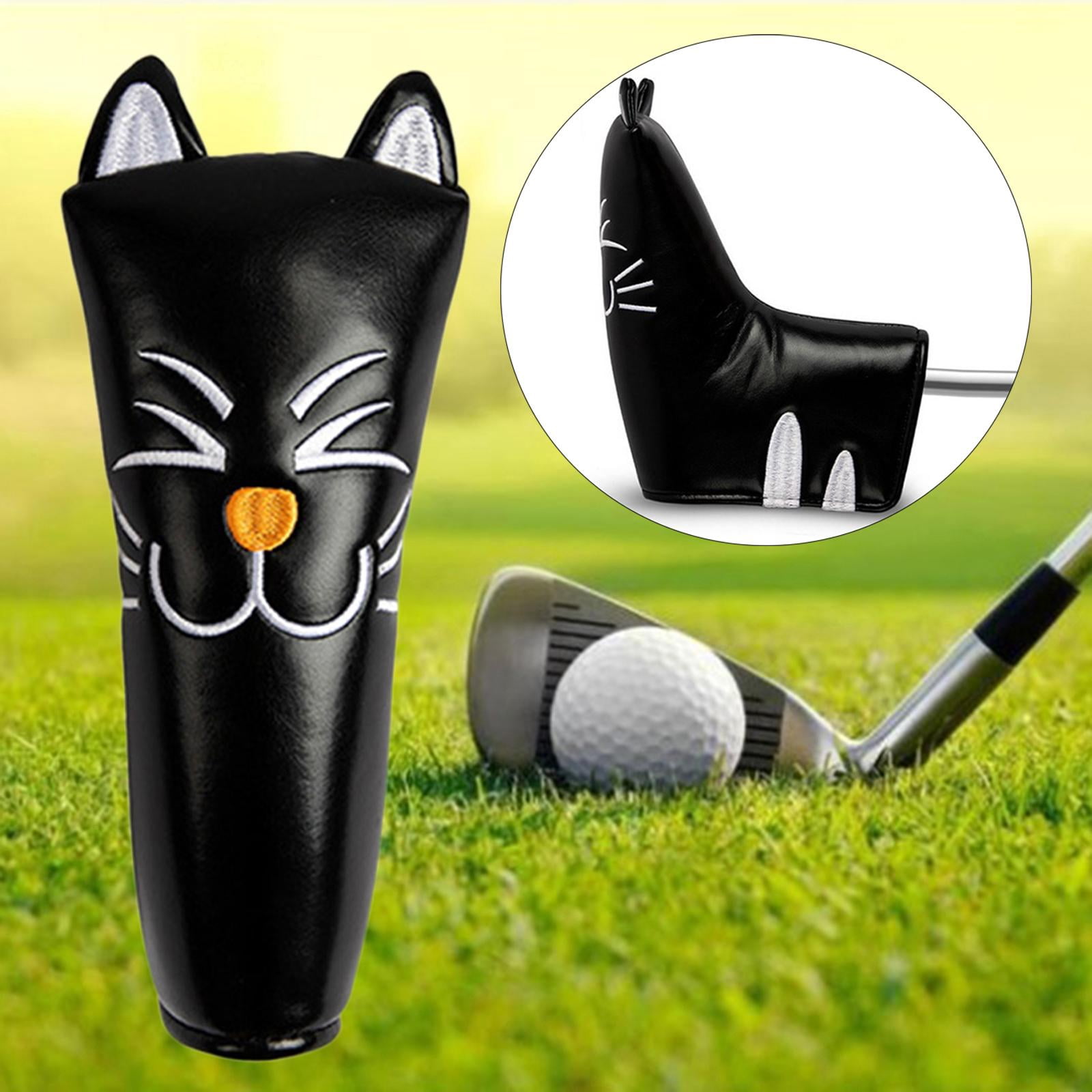 harayaa Golf Club Head Covers Mallet Putter Cat Pattern Accessories Putter Cue Headcover Straight Black