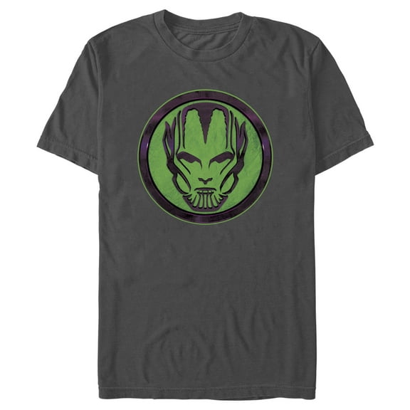 Men's Marvel: Secret Invasion Skrull Green and Purple Logo  Graphic Tee Charcoal 2X Large