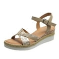 thumbnail image 2 of HAOTAGS Women's Summer Dressy Wedge Sandals Breathable Open Toe Walking Shoes Beige Size 7, 2 of 9