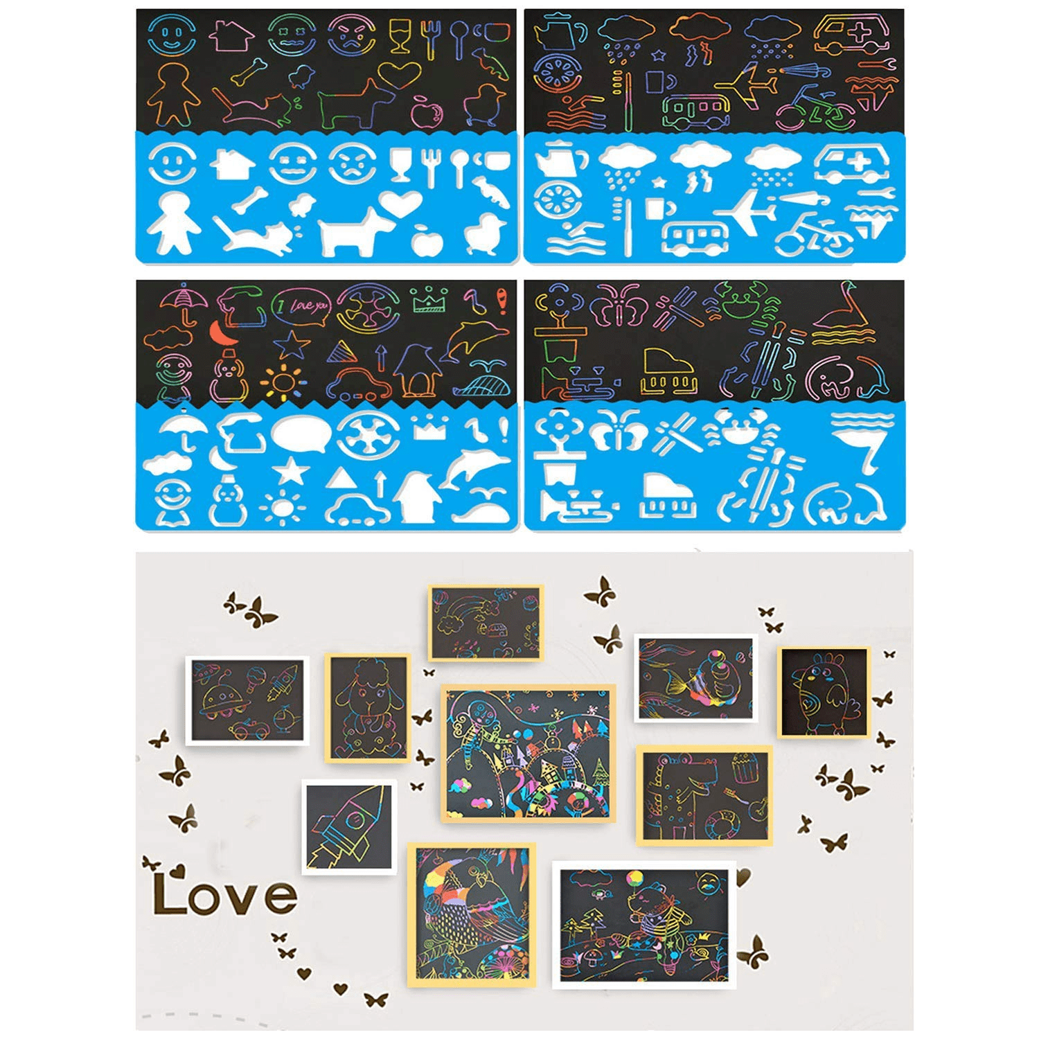 Mtele 150 Piece Scratch Art for Kids Paper Set, Kids Scratch Art