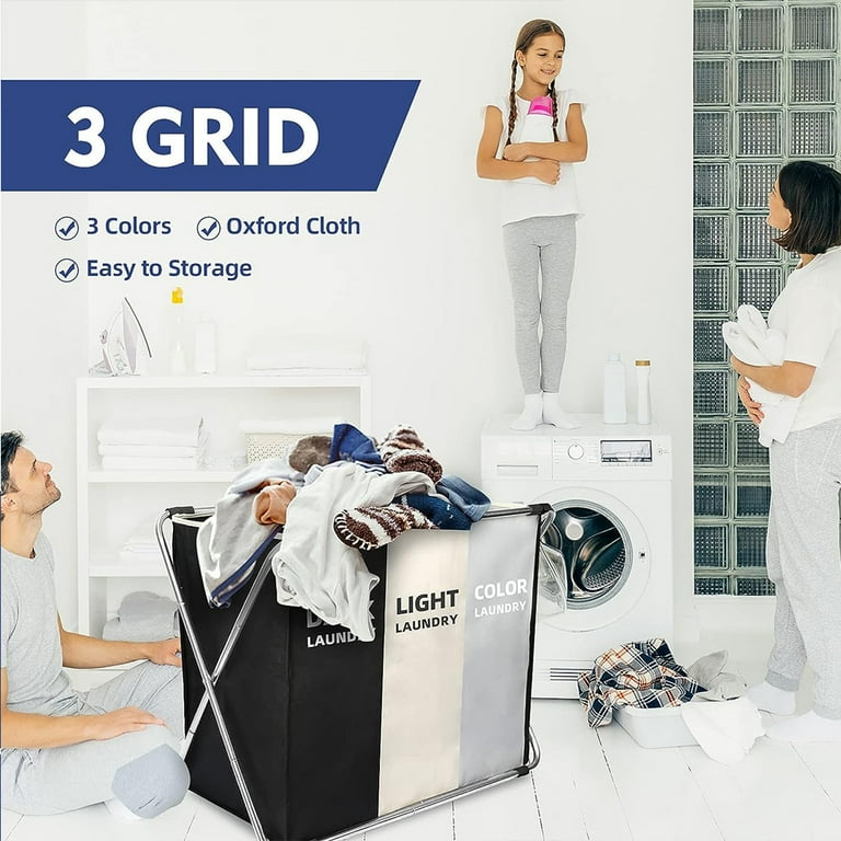 Collapsible Three-Handle 135L Large Laundry Hamper Sorter