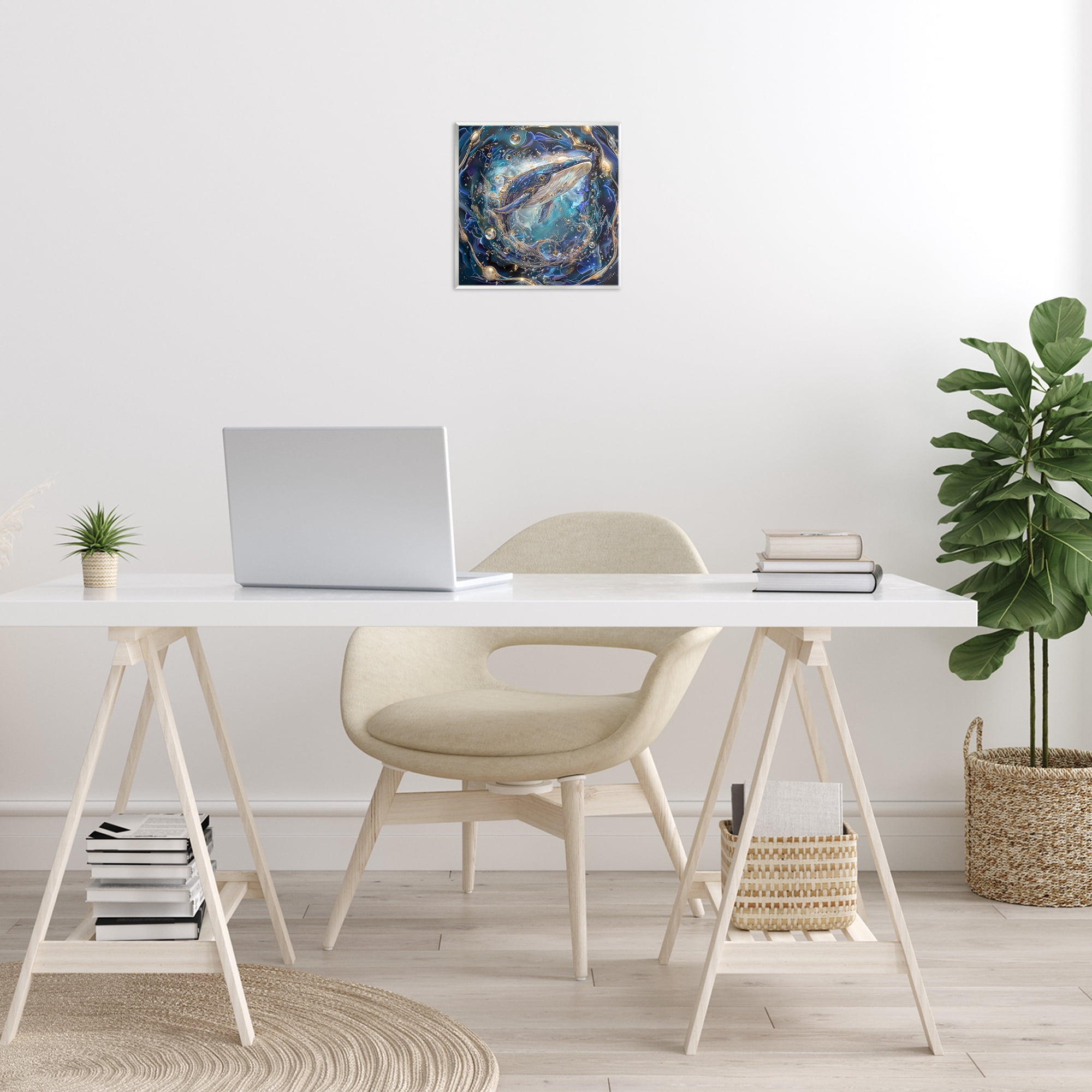 Stupell Industries Echoes Of Abyss Whale Animals & Insects Painting Unframed Art Print Wall Art, 12 x 12