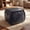 Square-Black, variant on poshby Genuine Leather Ottoman Round, Handmade Stuffed Foot Rest Stool, Soft Seating Pouf for Living Room & Bedroom, Brown