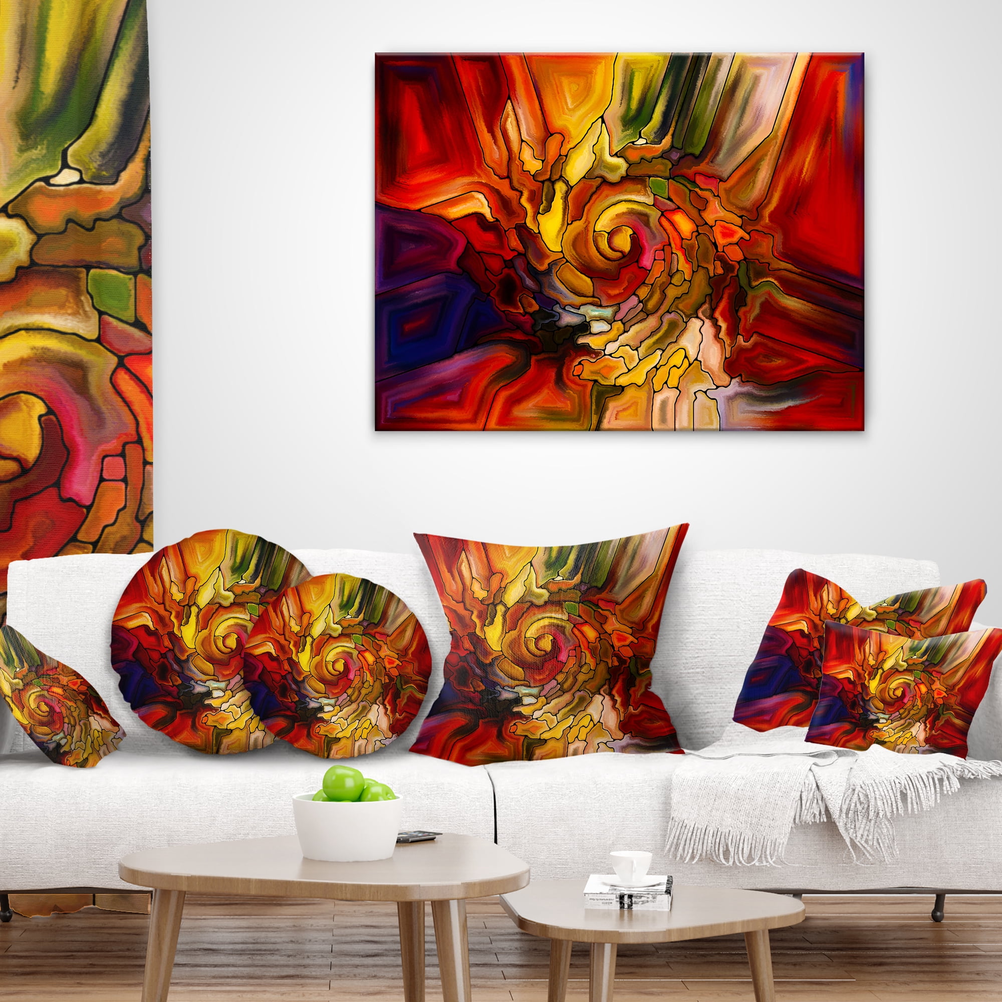 Designart Illusions of Stained Glass - Abstract Throw Pillow - 16x16
