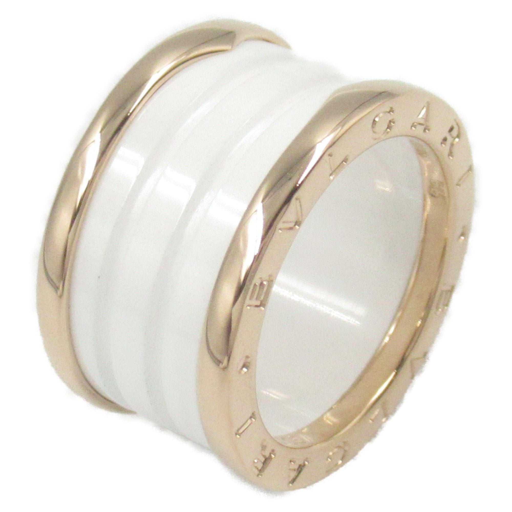 Pre-Owned BVLGARI B-zero1 Ceramic Ring in 18K Pink Gold (K18PG) and White, Women's,... (Good)