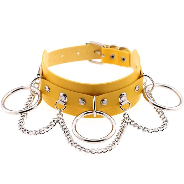 Minnieouse Gargantilla de cuero negro Harajuku para mujer, Collar de cadena Punk gótico para mujer, gargantilla Sexy para chicas, joyería de Ropa, zapatos y accesorios Miscelánea amarillo Minnieouse PS11274-02