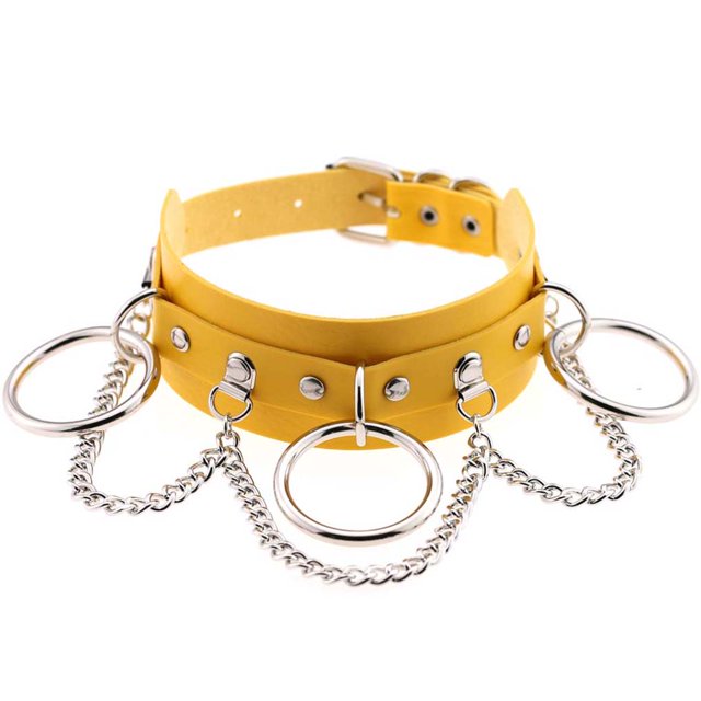 Sonducket Gargantilla de cuero negro Harajuku para mujer, Collar de cadena Punk gótico para mujer, gargantilla Sexy para chicas, joyería de Ropa, zapatos y accesorios Miscelánea amarillo Sonducket PS11274-02