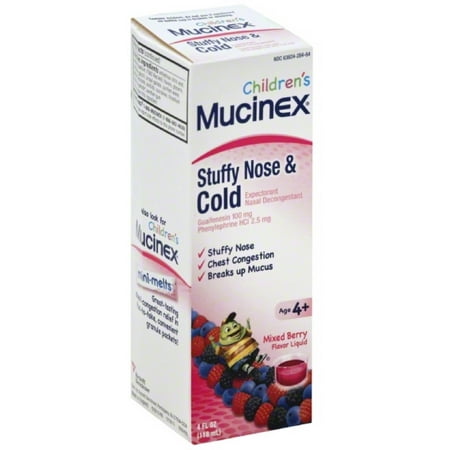 Mucinex Children's Liquid - Stuffy Nose & Cold Mixed Berry 4 (Best Way To Clear Infant Stuffy Nose)