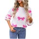 thumbnail image 2 of Suéter de cuello redondo para mujer, suéter de punto de patchwork a rayas con cuello de manga larga, suéter de mujer, tops acrílicos, 2 of 9