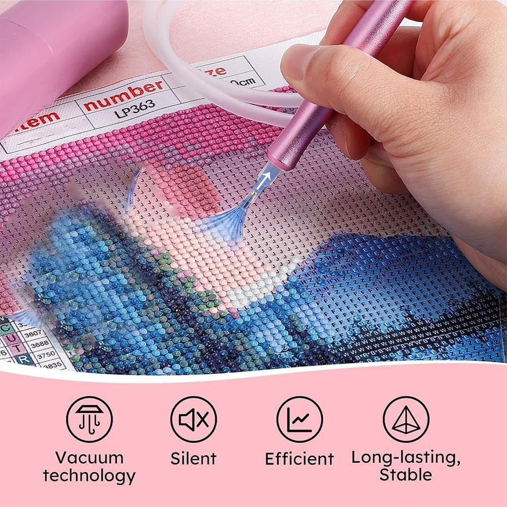 Electric Diamond Art Painting Pen,2025 New Upgrade Vacuum Diamond Art Pen,Diamond Art Pen Kits for Adults,Diamond Art Accessories Tool for Setting AB Stones Without Wax, Quiet and Long-Lasting