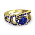 thumbnail image 3 of 2.50 Ct Round Shape Blue Sapphire Gemstone Beautiful Engagement Ring for Fiancee Solid 14K Yellow Gold Size 6.5 by Diamond-Capitals, 3 of 8