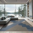 thumbnail image 2 of ODIKA 8'x10' Taupe Slate Blue And Geometric Washable Area Rug Modern Abstract Stepped Blocks With Curved Dotted Accents Mid Durable, Non-Slip for Living Room, Under Sectional, Family, 2 of 7