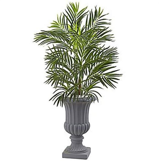 Nearly Natural 5954 Areca Palmier avec Urne Gris Résistant UV&44; Vert