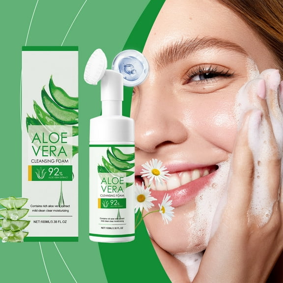 Espuma limpiadora de aloe con vitamina C, limpiador facial iluminador, limpiador espumoso suave, antiedad y antiarrugas, para todo tipo de piel, limpiador facial hidratante, 100 ml